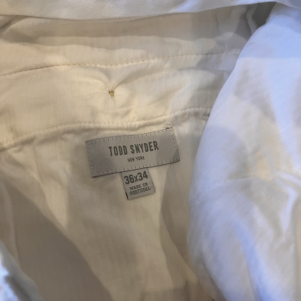 Todd Snyder Italian Linen White Sutton Trousers Size 36X34 Coastal Resort Career - Picture 10 of 11